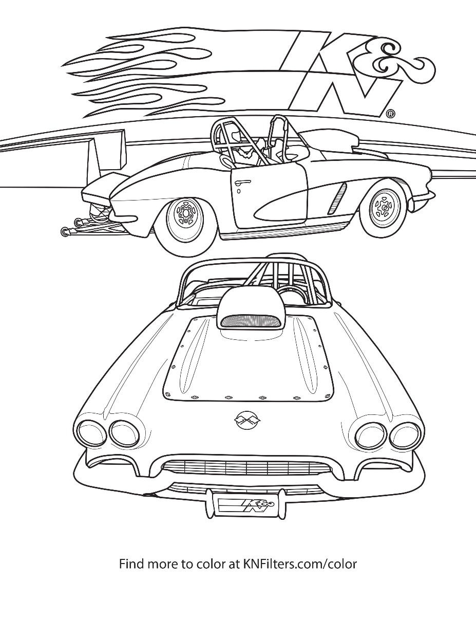 coloring book page for kids rally car